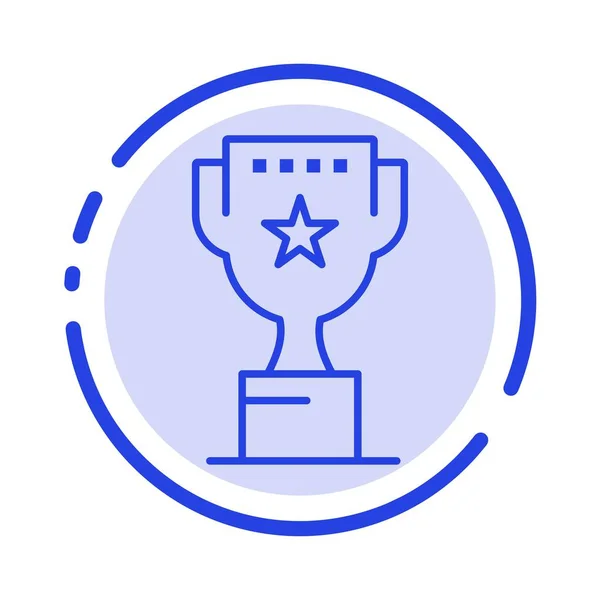 Award, Top, Position, Reward Blue Dotted Line Line Icon — Stock Vector