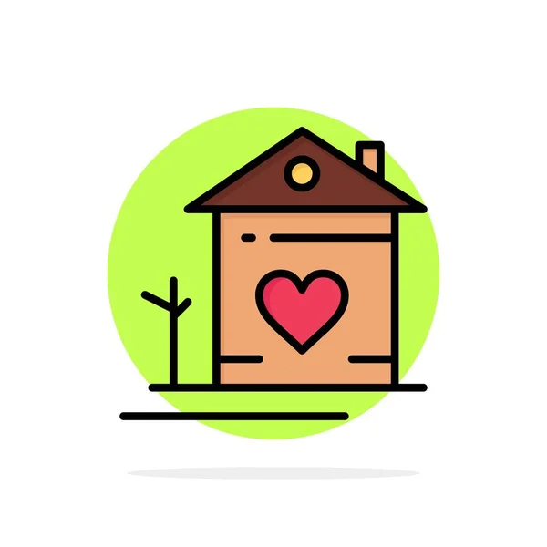 Haus, Haus, Familie, Paar, Hütte abstrakter Kreis Hintergrund flach — Stockvektor