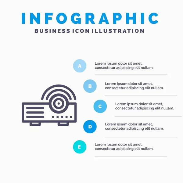 Presentación Proyector Máquina Servicio Plantilla Infografías Azules Pasos Plantilla Icono — Vector de stock