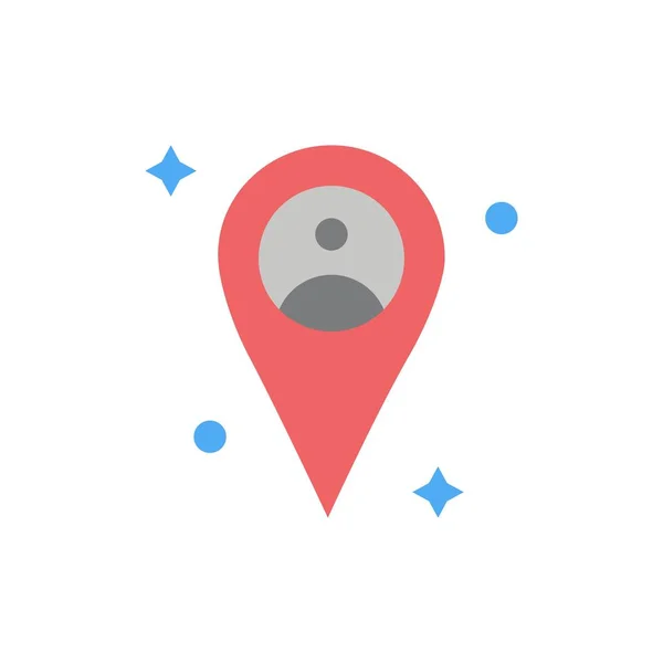 Localização, Mapa, Man Flat Color Icon. Modelo de banner de ícone de vetor —  Vetores de Stock