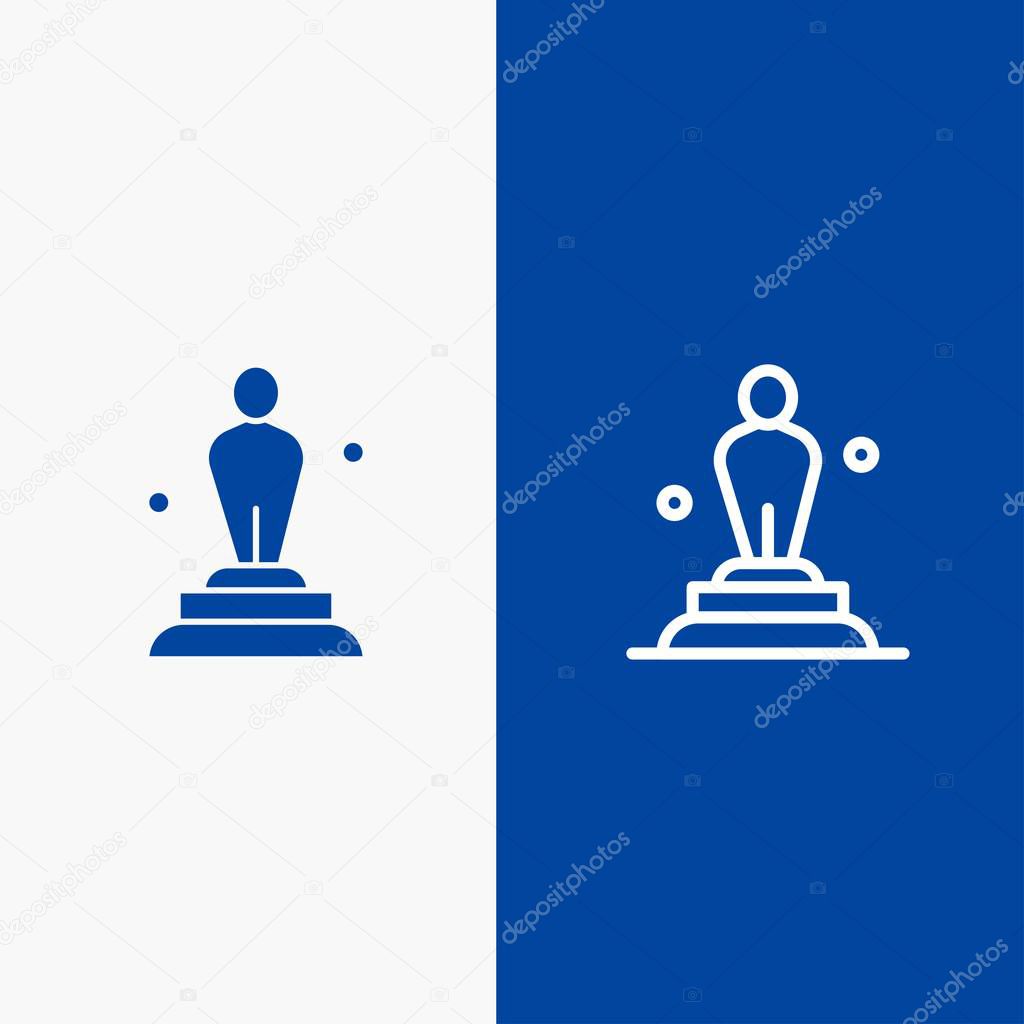 Academy, Award, Oscar, Statue, Trophy Line and Glyph Solid icon 