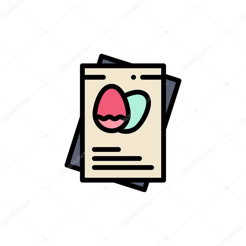 Passport, Egg, Eggs, Easter  Flat Color Icon. Vector icon banner