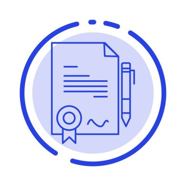 Anlaşma, Sertifika, Bitti, Deal Mavi Noktalı Çizgi Simgesi