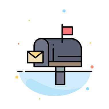 Posta, Kutu, Mesaj, E-posta Soyut Düz Renk Simgesi Şablonu