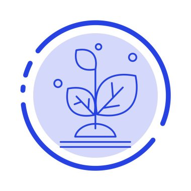 Bitki, Büyüme, Büyüme, Başarı Mavi Noktalı Çizgi Hattı Simgesi