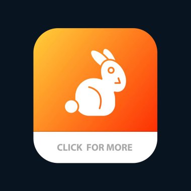 Bunny, Paskalya, Tavşan Mobil Uygulama Düğmesi. Android ve Ios Glyph V