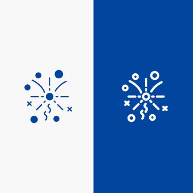 Fireworks, Light, Celebration Line and Glyph Solid icon Blue ban