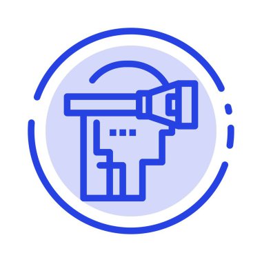 Sanal, Gerçeklik, Kulaklık, Teknoloji Mavi Noktalı Çizgi Hattı Simgesi