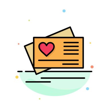 Kart, Aşk, Kalp, Düğün Soyut Düz Renk Simgesi Şablonu