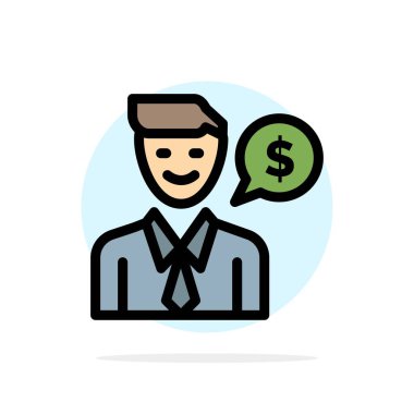 Adam, İş, İş, Dolar Soyut Daire Arka Plan Düz renk Ico