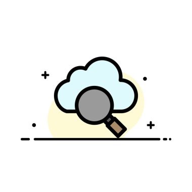 Bulut, Arama, Araştırma İş Düz Hat Dolu Simge Vektör B