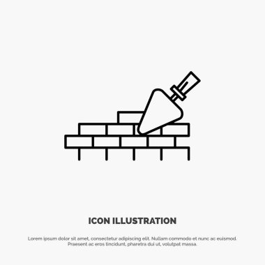Brickwork, Mason, Building, Travel Line Icon Vector vector