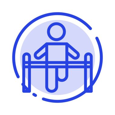 Egzersiz, Spor Salonu, Jimnastik, Sağlık, Man Mavi Noktalı Çizgi Hattı Simgesi