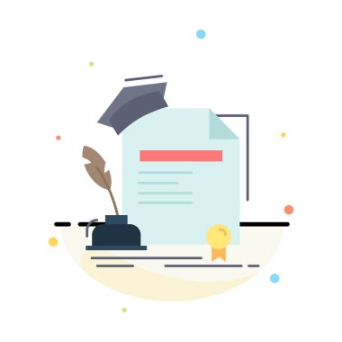 sertifika, derece, eğitim, ödül, anlaşma Düz Renk Simgesi