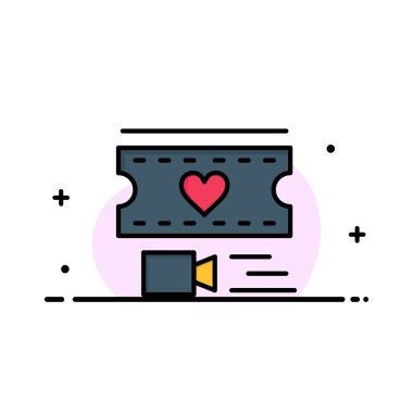 Film, Kalp, Aşk, Düğün İş Logo Şablonu. Düz Renk