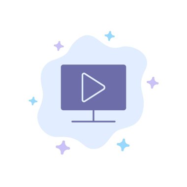 Monitör, Bilgisayar, Video, Soyut Bulut Backg Mavi Simge oyna