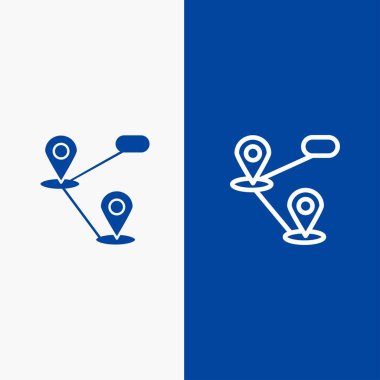 Gps, Konum, Harita Hattı ve Glyph Solid simgesi Mavi afiş Hattı bir