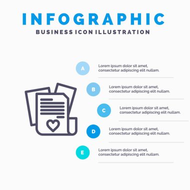 Dosya, Aşk, Kalp, Düğün Hattı simgesi ile 5 adımlı sunum i