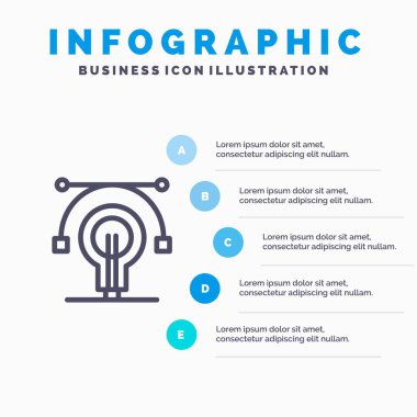 Ampul, eğitim, fikir, mavi Infographics Şablon 5 adım eğitmek