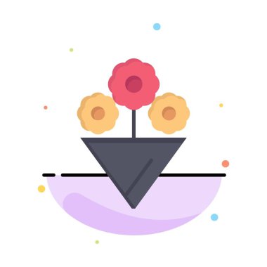 Çiçek, Hediye Soyut Düz Renk Simgesi Şablonu