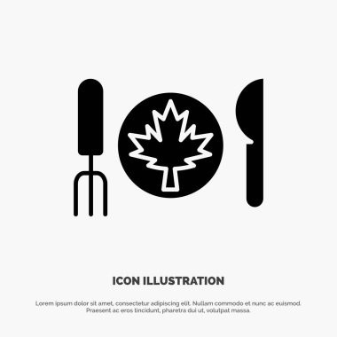 Akşam yemeği, Sonbahar, Kanada, Yaprak katı Glyph Icon vektör