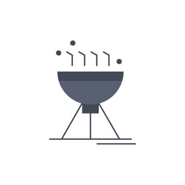 Pişirme bbq, kamp, gıda, ızgara Düz Renk Simge Vektör