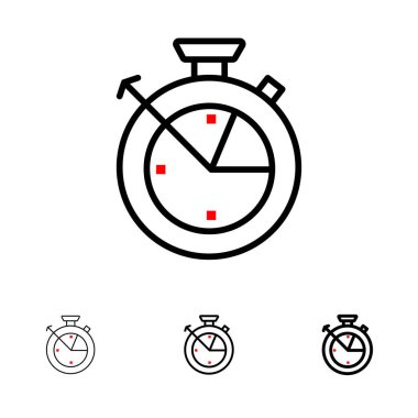 Ölçü, Saat, Saat, Veri Bilimi Kalın ve ince siyah çizgi simgesi