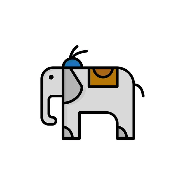 Elefante, Ícone de cor plana animal. Modelo de banner de ícone de vetor — Vetor de Stock