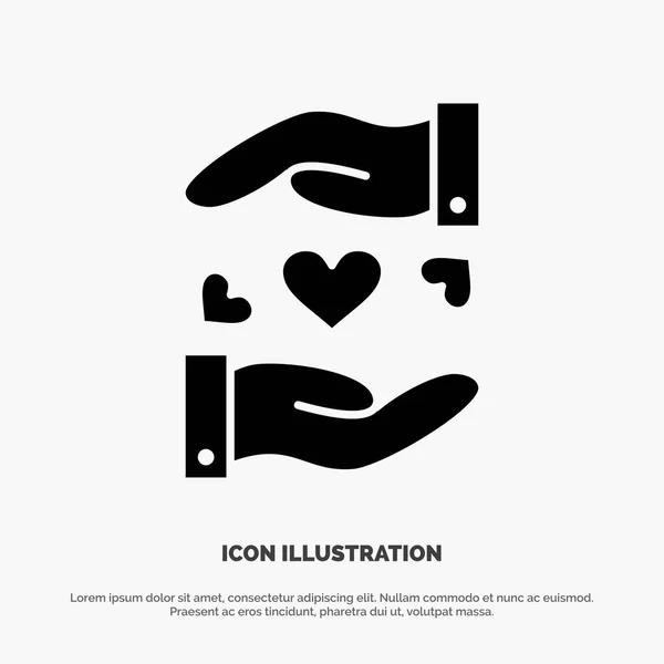 Amor, Compartiendo, Corazón, Boda sólido Glifo Icono vector — Vector de stock