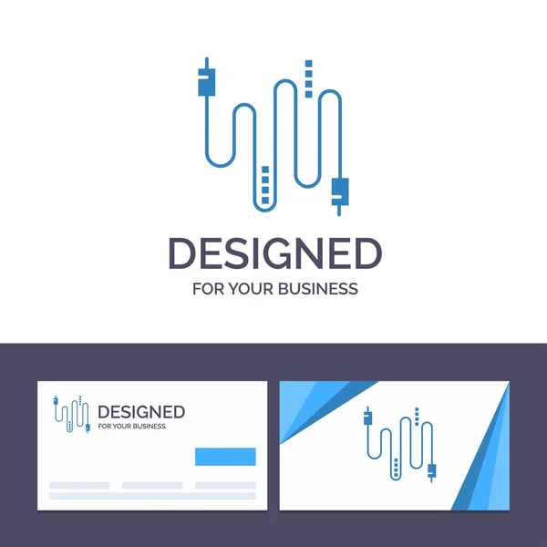 Cartão de visita criativo e modelo de logotipo Áudio, cabo, cabos, C — Vetor de Stock