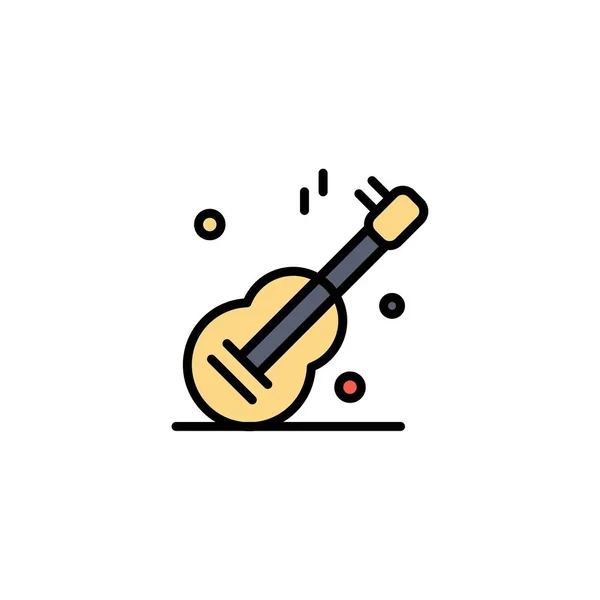 Gitar, Müzik, Abd, Amerikan İş Logo Şablonu. Düz Renk — Stok Vektör