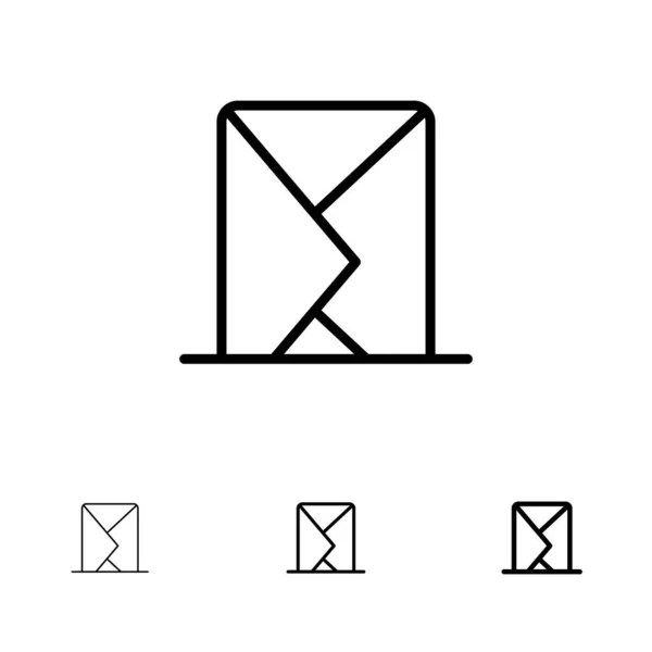 Електронна пошта, конверт, пошта, повідомлення, надіслані жирні і тонкі чорні лінії ic — стоковий вектор