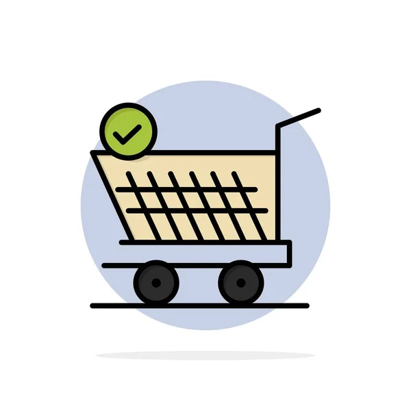 Einkaufswagen, Einzelhandel, Einkaufen, Warenkorb abstrakten Kreis Hintergrund flach — Stockvektor