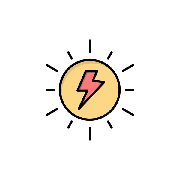 Energia,,, Solar, Sun, töltés lapos színes ikon. Vektor ikon Banne — Stock Vector