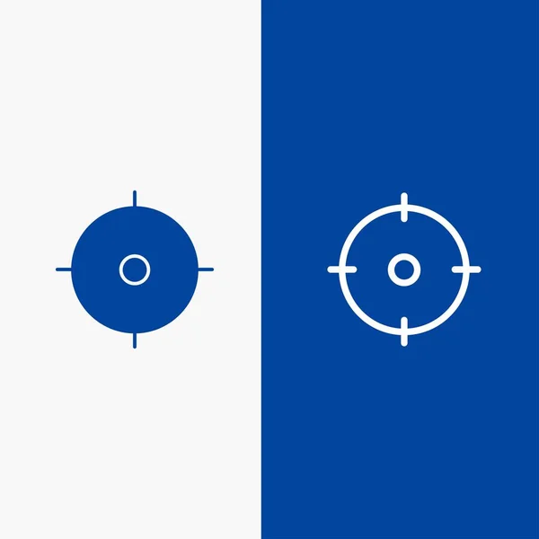 Archer, Target, mål, AIM linje och Glyph solid Icon blå banner — Stock vektor