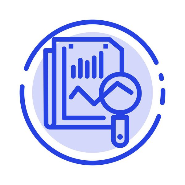 File, Static, Search, Computing Blue Dotted Line Line Icon