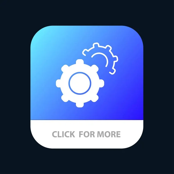 Gear, fogaskerekek, beállítása Mobile App Button. Android és iOS Glyph ve — Stock Vector