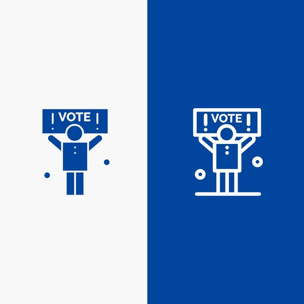 Campagna, Politica, Politica, Linea di Voto e Glyph Solid icon Bl — Vettoriale Stock