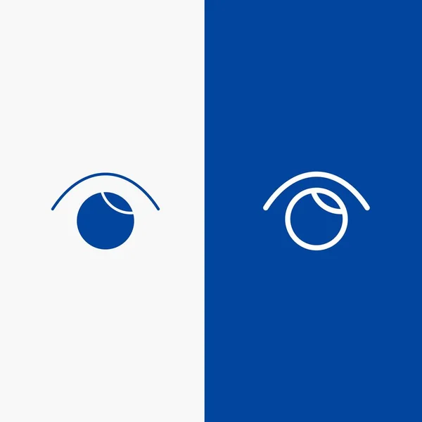 Eye, View, Watch, Twitter Line e Glyph Ícone sólido Banner azul — Vetor de Stock