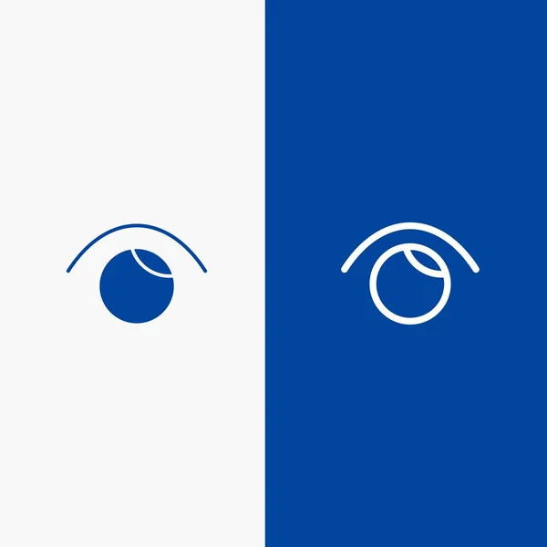 Eye, View, Watch, Twitter Line e Glyph Solid icona Bandiera blu — Vettoriale Stock