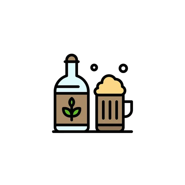 Bier, Flasche, Tasse, irische Logo-Vorlage für Unternehmen. flache Farbe — Stockvektor