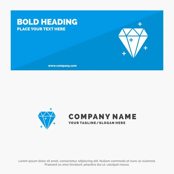 Diamond, Crystal, Success, Prize SOlid Icon Website Banner and B — Stock Vector