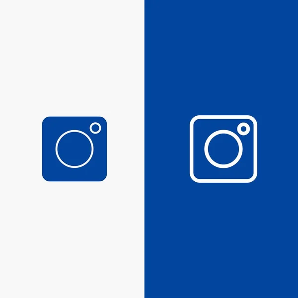 照相机、 Instagram 、 Photo 、 Social Line和Glyph Solid图标Blue — 图库矢量图片