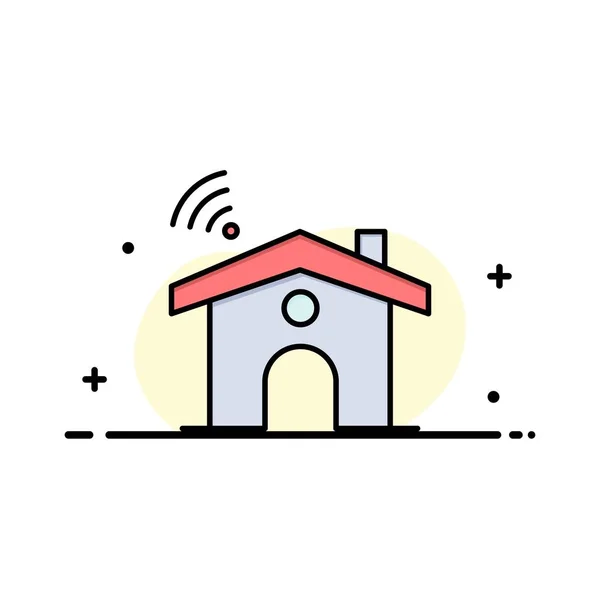 Wifi, service, signal, house business flat line gefüllt icon vec — Stockvektor