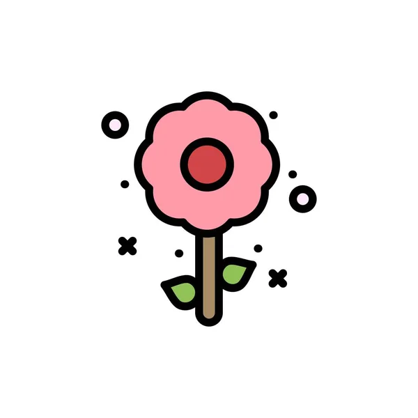 Virág, növény, húsvét, ünnep lapos szín Icon. Vektor ikon tilalom — Stock Vector