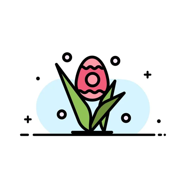 Egg, Grass, Holiday, Easter  Business Flat Line Filled Icon Vect