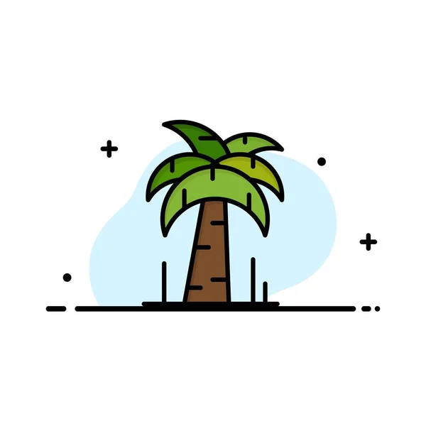 Palm, Tree, Brazil Business Flat Line Filled Icon Vector Banner — стоковый вектор