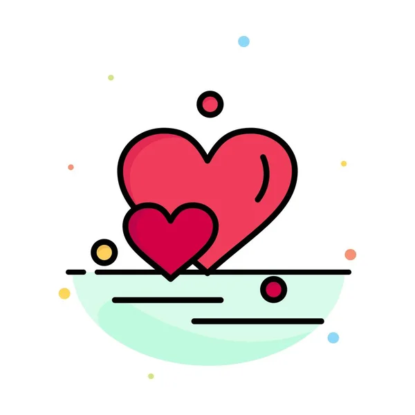 Corazón, Amor, Pareja, San Valentín Saludos Abstracto Color Plano Ico — Vector de stock