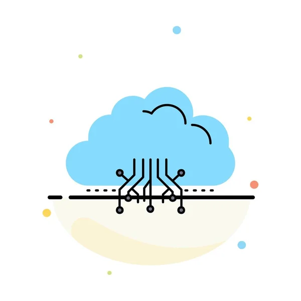 Cloud, informatique, données, hébergement, réseau Flat Color Icon Vector — Image vectorielle