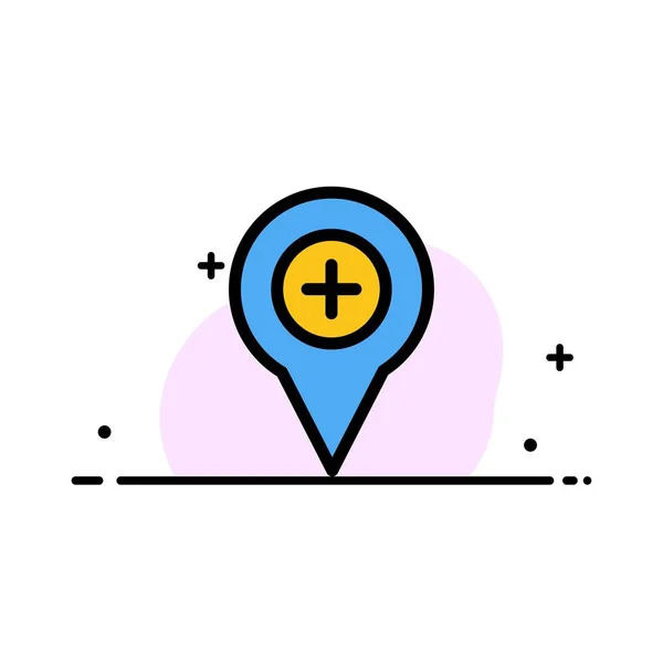 Standort, Karte, Navigation, Pin und Business-Flat Line gefüllt — Stockvektor